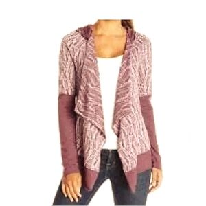 prAna Graceful Wrap Organic lightweight Tribal mauve/pink Hoodie Yoga top.Size S